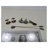 (4) Vtg Mens Tie Tacks & Cuff Links GF & marked