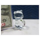 4" FENTON Solid Glass Bear SILVER Heart
