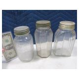 (3) Unusual Glass Antique Canning Jars 10"
