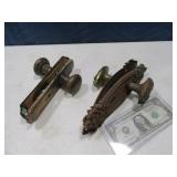 (2) Complete Antique Door Knobs w/ Plates
