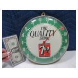 Early 7 UP Soda 10" Metal Bubble Thermometer NICE