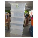 (6) Clear 105qt STERLITE Lidded Storage Tubs