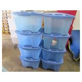 (8) Rubbermaid 18gal Blue/Clear Storage Tubs EXC