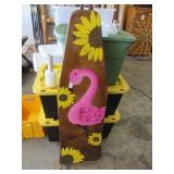 Handpainted Sunflower Flamingo Wooden Iron Board