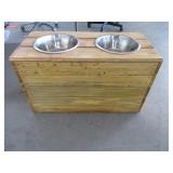 Rustic Wood Large Dog Food/Water Dish