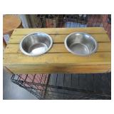 20" Small Dog Rustic Wood Food/Water Dish