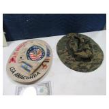 (2) sz7.5 Military Cloth Type Hats Camo & IRAQ