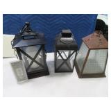 (3) 12" Handing/Sitting Candle Houses Glass~Metal