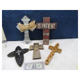 (5) Religious CROSS Wall Decor 11"ish grpAA