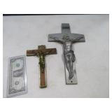 (2) Nice Metal/Wood Premium Wall Cross Decor Relgs