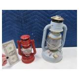 (2) Metal Lanterns 12"oldie & 7"modern