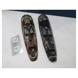(2) 18" Wall Wood Mask Decor