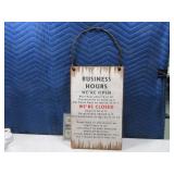 GagType Wooden BUSINESS HOURS 11x18 Sign