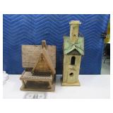 (2) Neat Wooden Birdhouses 15"ish