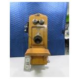 Antique Oak Wooden Wall Phone CENTURY Beauty as is