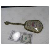 Vintage 12" metal Handled Makeup Mirror