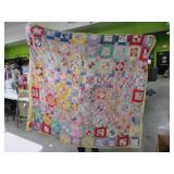 Early Handsewn SquarePatch Quilt Blanket 72x68
