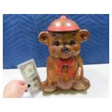 60s era Ceramic Bear Baseball Player Cookie Jar