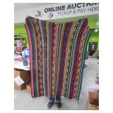 Retro Vintage Multicolor Handsewn Afghan Blanket