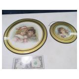 (2) Early Round VictorianType Wall Art 12"/8"