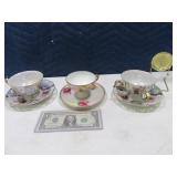 (3) Pretty Vintage Cup & Saucers Lefton~Foreign