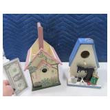 (2) Birdhouse Look Porcelain Birdhouse & WoodCarry