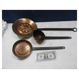 (3) Copper~Metal Wall Pan~Utensil Hangers Decor