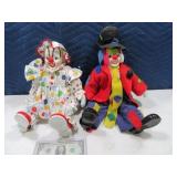 (2) 10" Porcelain & Cloth NEAT Clown Figures