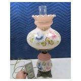 Early 22" Handpainted Glass Lamp NICE