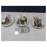 (3) Norman Rockwell 6" Collector Plates HangReady