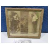 Antique 13x11 EVENING CALL Framed Picture