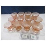 12pc Pink Depression 4" Sherbet Dishes NICE