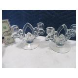 Pair 8" DepressionEra Glass CandleSticks