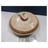 12" Covered APPLE PIE Ceramic Pie Dish w/ Lid