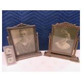 (2) Antique 7"x9.5" FreeStanding Pictures NEAT