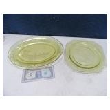 (2) Yellow Depression Platter & Plate