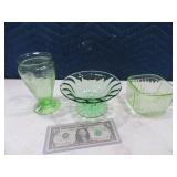 (3pcs) Early Green Glass Depression/Colored