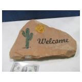 18" WELCOME Cactus Rock Stone
