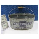Galvanized Tin 12" Handled Organizer Bucket