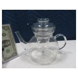 Etched Glass 6.5" Teapot w/ Insert