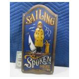 Wooden SAILING SPOKEN HERE 11"x23" Wall Sign