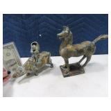 (2) Heavy Metal Horse & Buffalo Sculptures