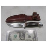 Vtg SHARP 8.5" Fixed Blade Knife w/ Sheath