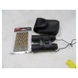 (2) 10x25 Compact Binoculars & New Drill Bit Set