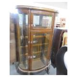 Antique Unique Curved Glass 38" Curio Cabinet