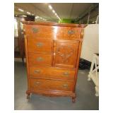 Beautiful Oak 36" Upright Chest Of Drawers Dresser