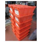 (14) Small Orange Flip Top Storage Crates