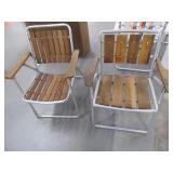 (2) Classic Aluminum~Wood Folding Chairs