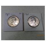 (2) 1963&1963d silver Franklin Half Dollar Coins
