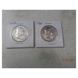 (2) 1960&1960d Franklin silver Half Dollars